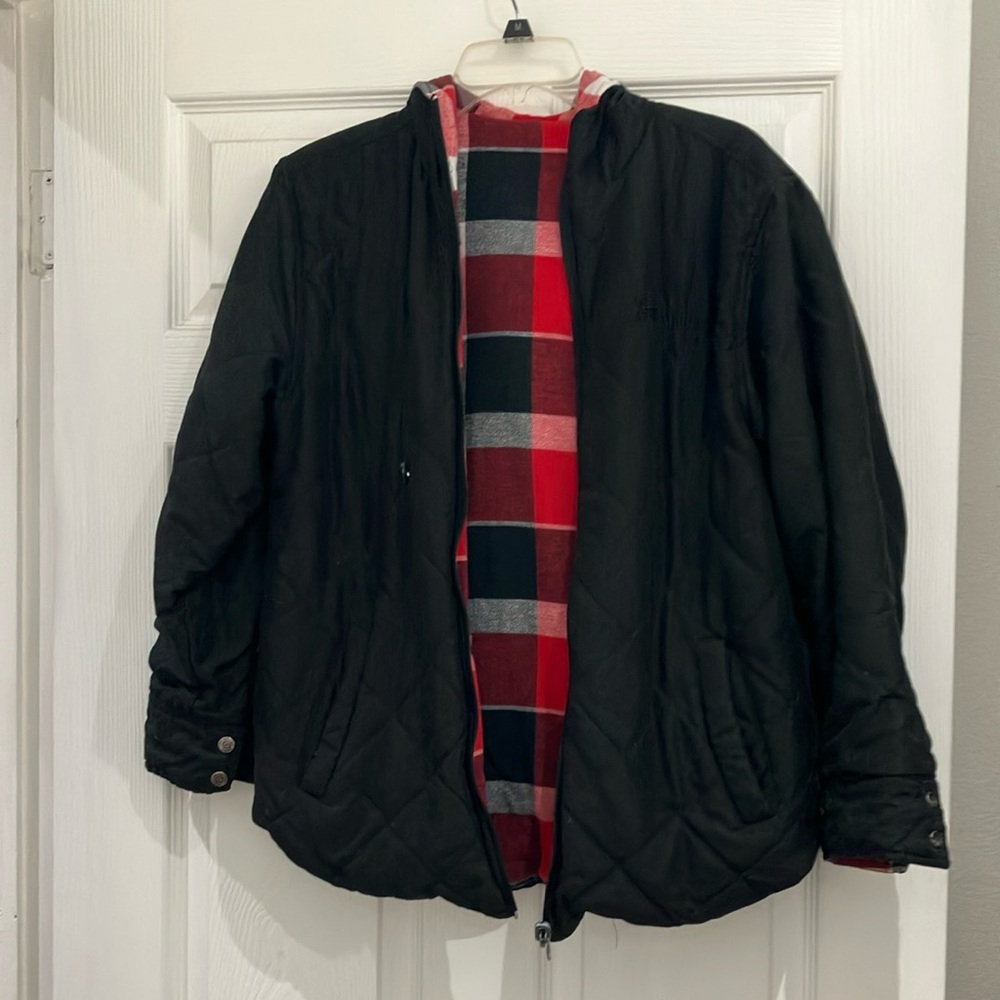 Last call- Reversible quilted plaid flannel jacket
